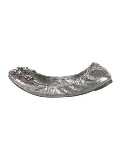 Pre-owned Tory Burch Leather Bow Accents Ballet Flats