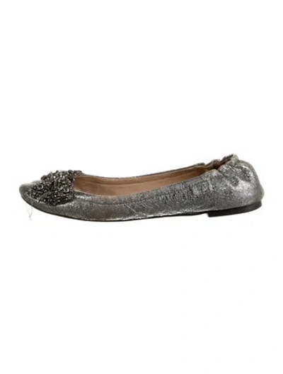 Pre-owned Tory Burch Leather Bow Accents Ballet Flats
