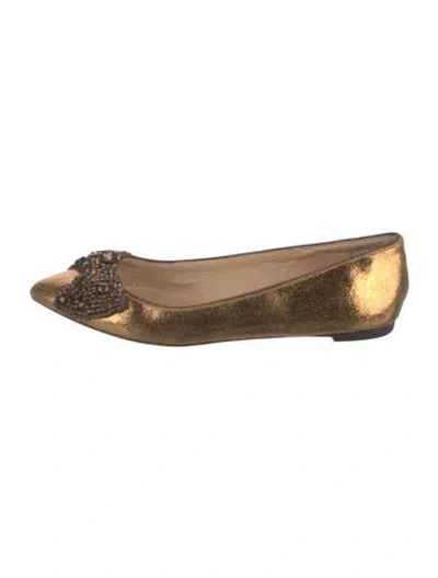 Pre-owned Tory Burch Leather Bow Accents Ballet Flats