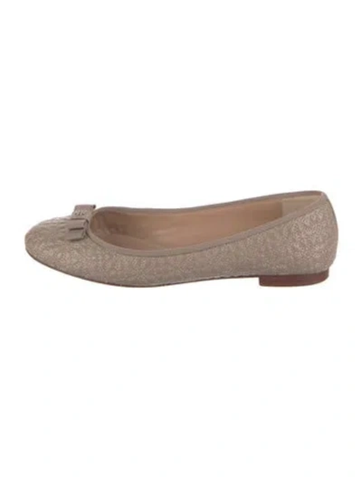 Pre-owned Tory Burch Leather Bow Accents Ballet Flats In Pink