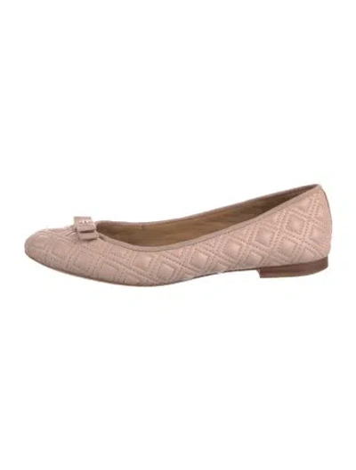 Pre-owned Tory Burch Leather Bow Accents Ballet Flats In Pink
