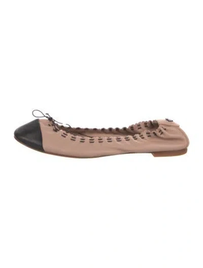 Pre-owned Tory Burch Leather Bow Accents Ballet Flats In Pink