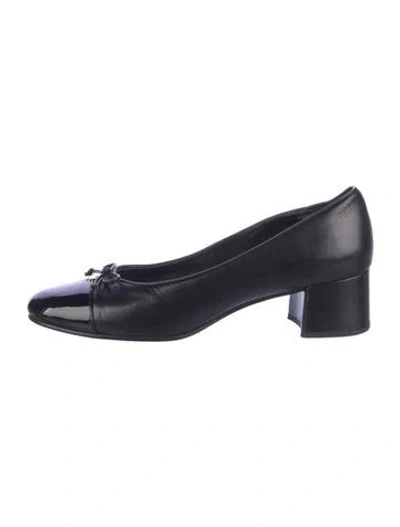 Pre-owned Tory Burch Leather Bow Accents Flats In Blue