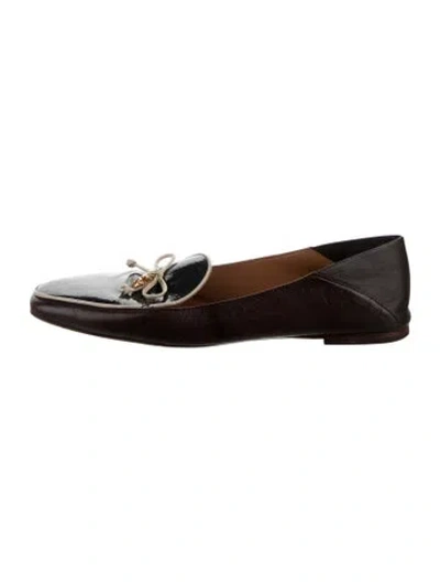 Pre-owned Tory Burch Leather Bow Accents Loafers In Multi