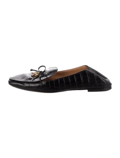 Pre-owned Tory Burch Leather Bow Accents Mules In Black