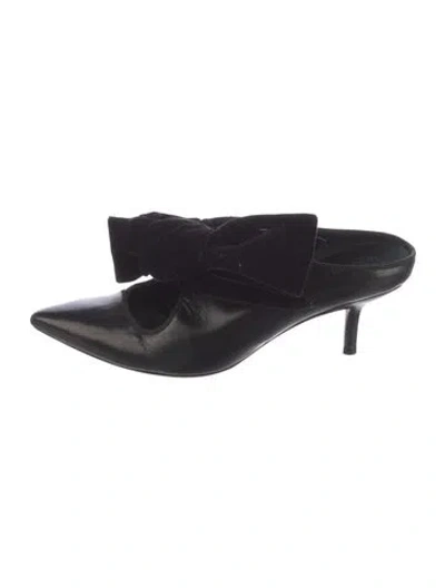 Pre-owned Tory Burch Leather Bow Accents Mules In Multi
