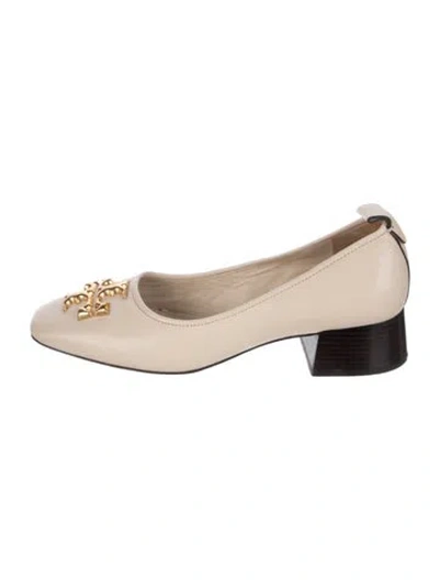Pre-owned Tory Burch Leather Bow Accents Pumps In Neutrals