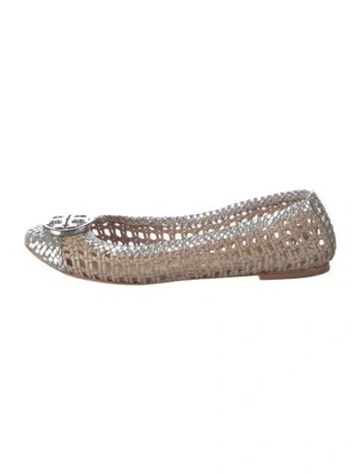 Pre-owned Tory Burch Leather Braided Accents Ballet Flats In Neutrals