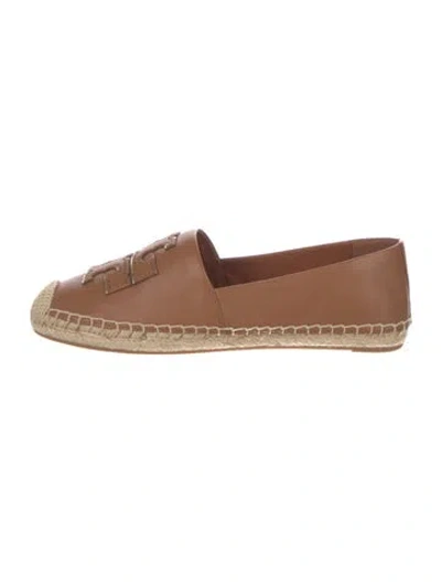 Pre-owned Tory Burch Leather Braided Accents Espadrilles In Brown/metallic