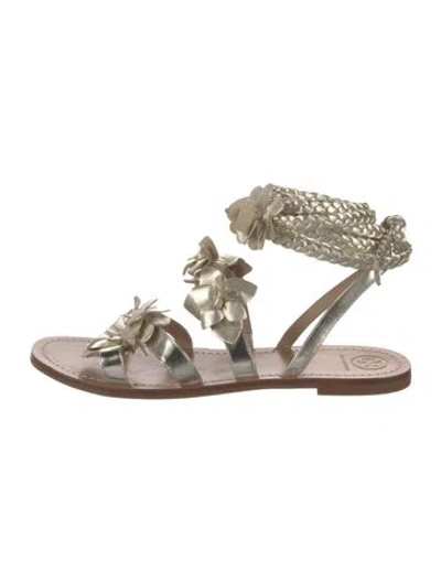 Pre-owned Tory Burch Leather Braided Accents Gladiator Sandals