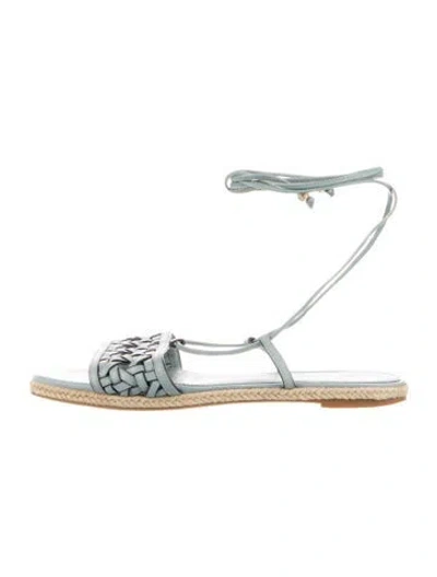 Pre-owned Tory Burch Leather Braided Accents Sandals In Blue