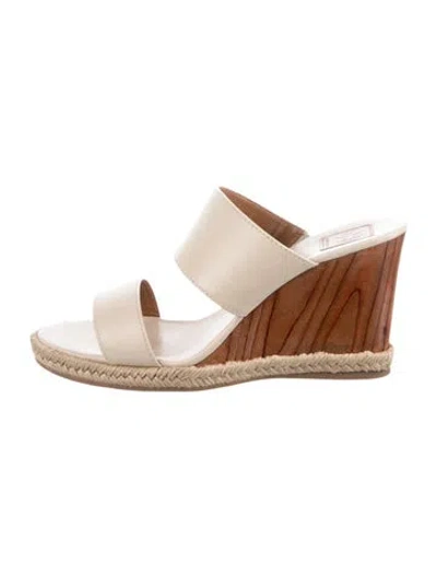 Pre-owned Tory Burch Leather Braided Accents Slides In Neutral