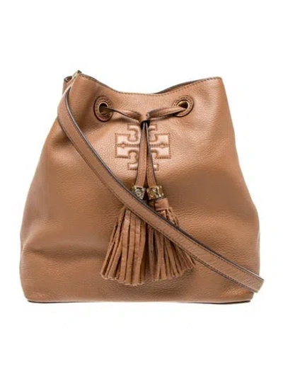 Pre-owned Tory Burch Leather Bucket Bag In Brown