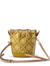 Tory Burch Leather Bucket Bag In Green