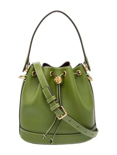 Pre-owned Tory Burch Leather Bucket Bag In Green