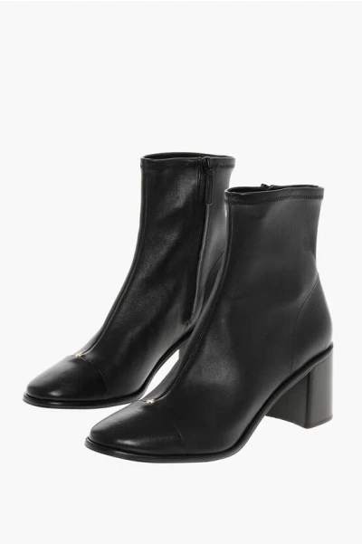 TORY BURCH LEATHER CAP-TOE BOOTIES WITH INNER ZIP