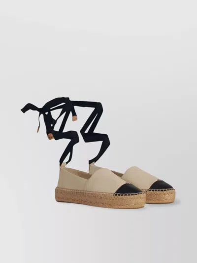TORY BURCH LEATHER CAP-TOE TWO-TONE ESPADRILLES