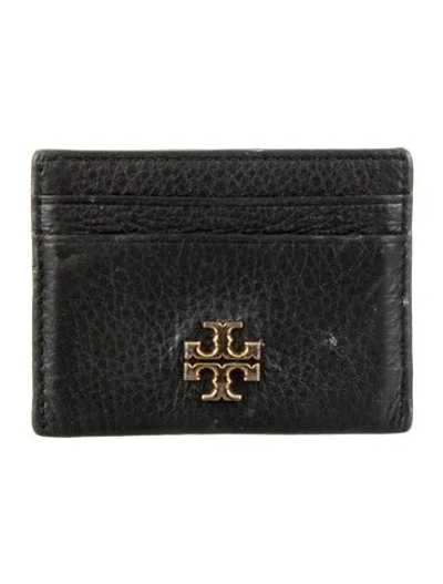 Pre-owned Tory Burch Leather Card Holder In Black