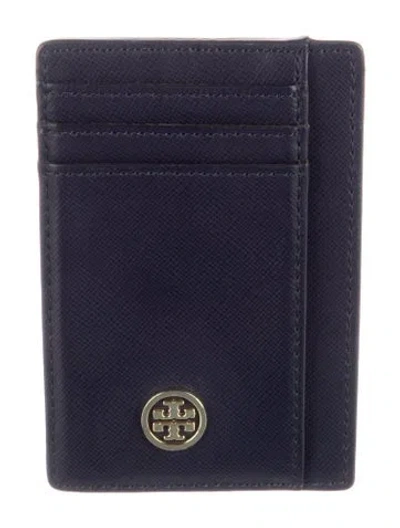 Pre-owned Tory Burch Leather Card Holder In Blue