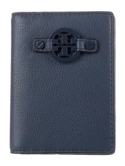Pre-owned Tory Burch Leather Card Holder In Blue