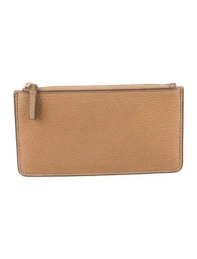 Pre-owned Tory Burch Leather Card Holder In Brown