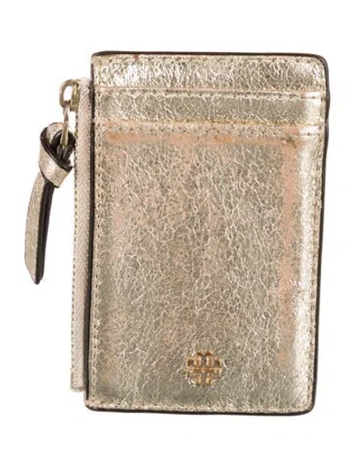 Pre-owned Tory Burch Leather Card Holder In Gold