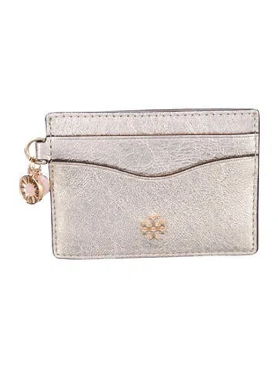 Pre-owned Tory Burch Leather Card Holder In Gold