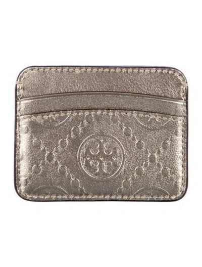 Pre-owned Tory Burch Leather Card Holder In Gold