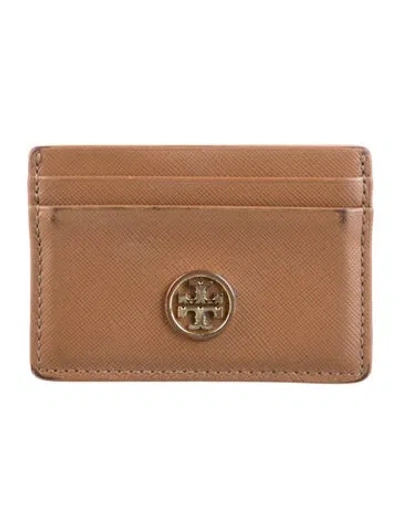 Pre-owned Tory Burch Leather Card Holder In Gold