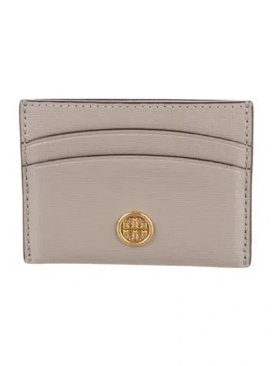 Pre-owned Tory Burch Leather Card Holder In Gray