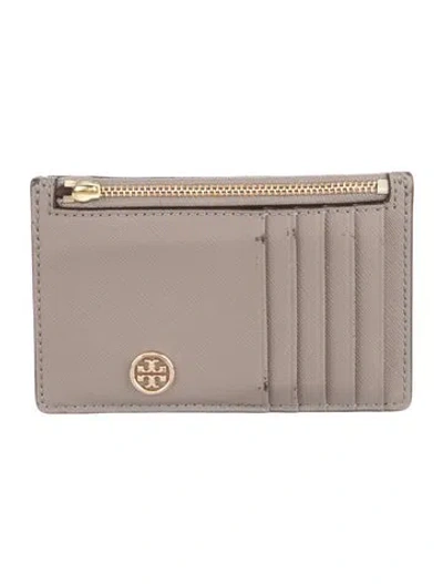 Pre-owned Tory Burch Leather Card Holder In Gray
