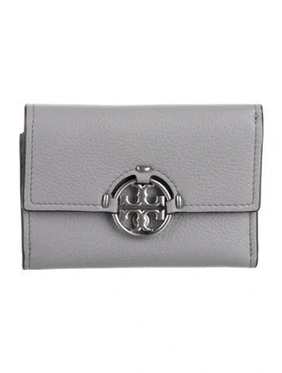 Pre-owned Tory Burch Leather Card Holder In Gray