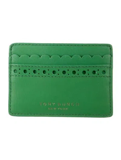 Pre-owned Tory Burch Leather Card Holder In Green