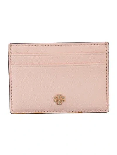 Pre-owned Tory Burch Leather Card Holder In Pink