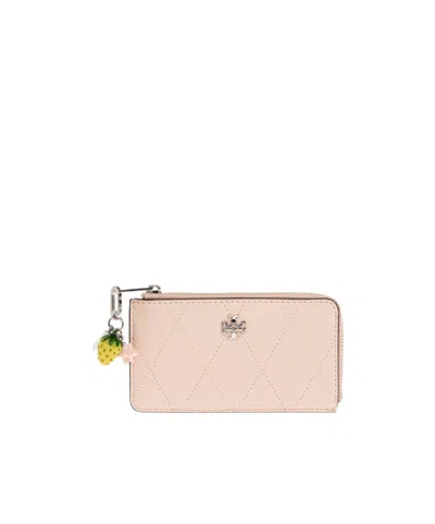 Tory Burch Leather Card Holder In Pink