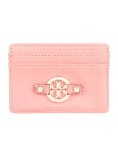 Pre-owned Tory Burch Leather Card Holder In Pink
