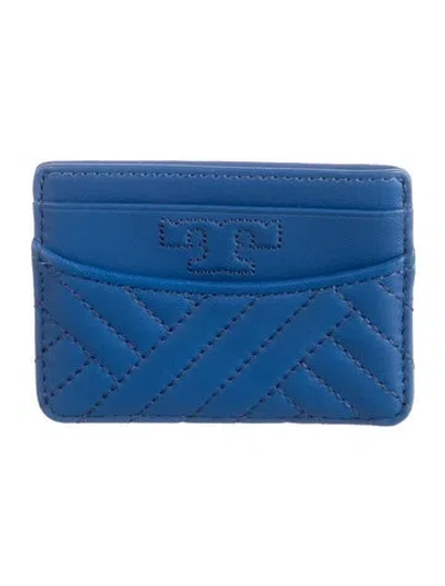 Pre-owned Tory Burch Leather Card Holder In Purple