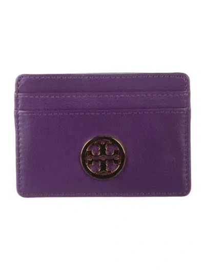 Pre-owned Tory Burch Leather Card Holder In Purple