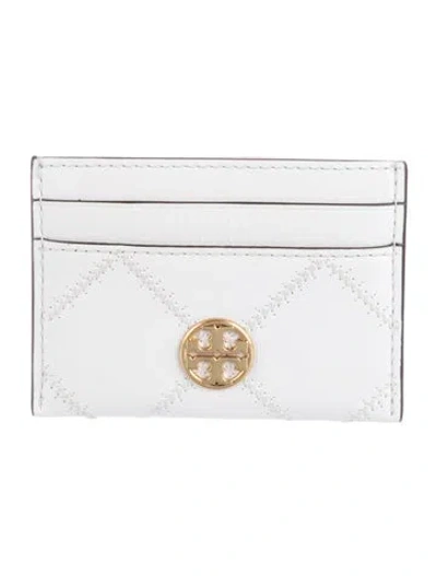 Pre-owned Tory Burch Leather Card Holder W/ Tags In White