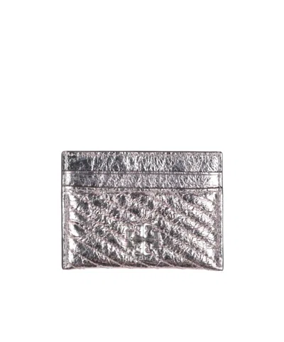 Tory Burch Leather Cardholders In Silver