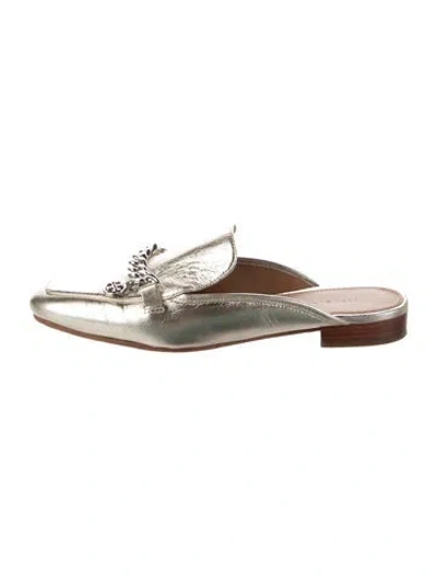 Pre-owned Tory Burch Leather Chain-link Accents Mules