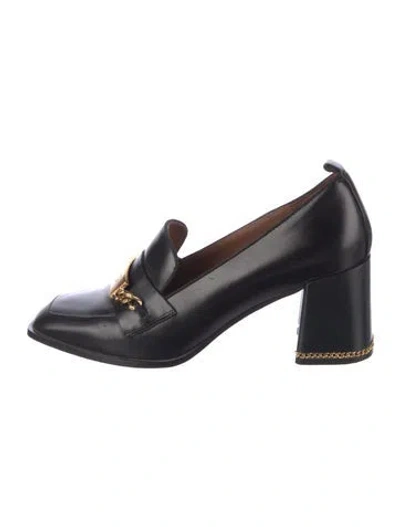 Pre-owned Tory Burch Leather Chain-link Accents Pumps In Blue