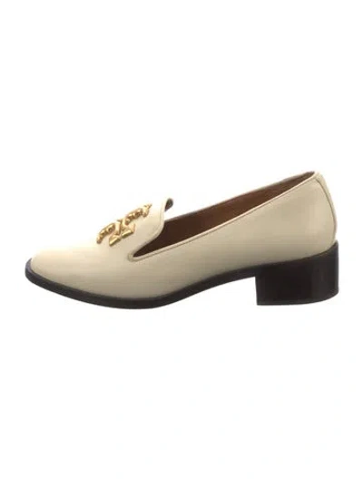 Pre-owned Tory Burch Leather Chain-link Accents Pumps In Neutral