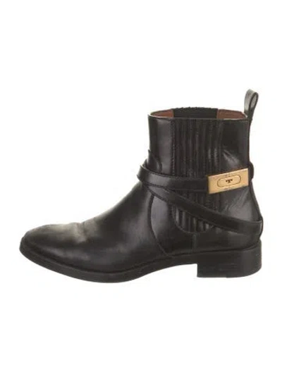 Pre-owned Tory Burch Leather Chelsea Boots In Black