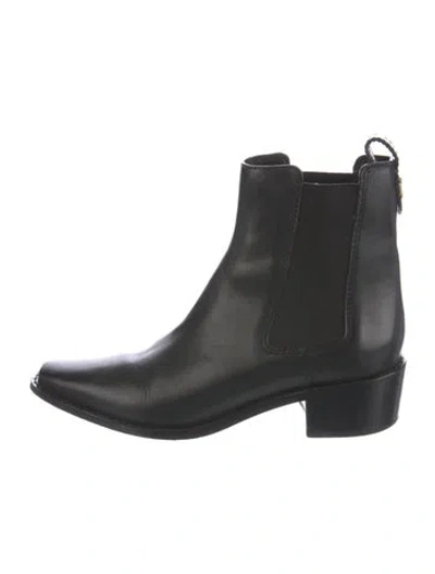 Pre-owned Tory Burch Leather Chelsea Boots In Black