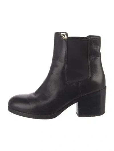 Pre-owned Tory Burch Leather Chelsea Boots In Black