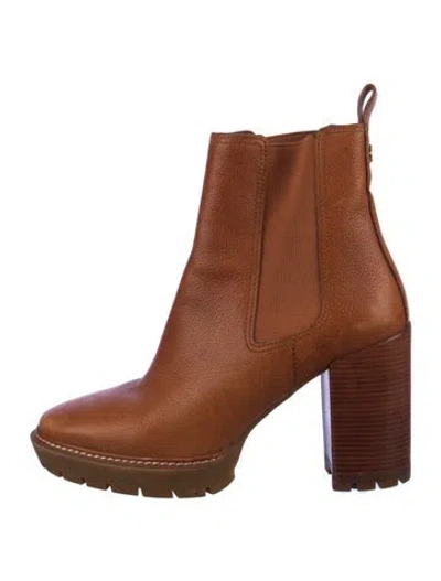 Pre-owned Tory Burch Leather Chelsea Boots In Brown