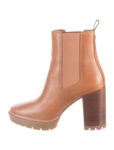 Pre-owned Tory Burch Leather Chelsea Boots In Brown