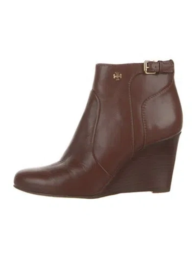 Pre-owned Tory Burch Leather Chelsea Boots In Brown