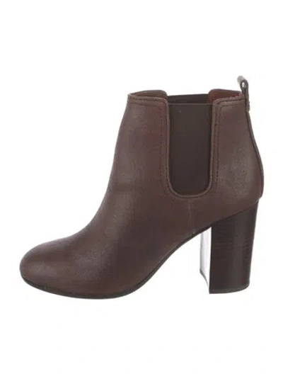 Pre-owned Tory Burch Leather Chelsea Boots In Brown